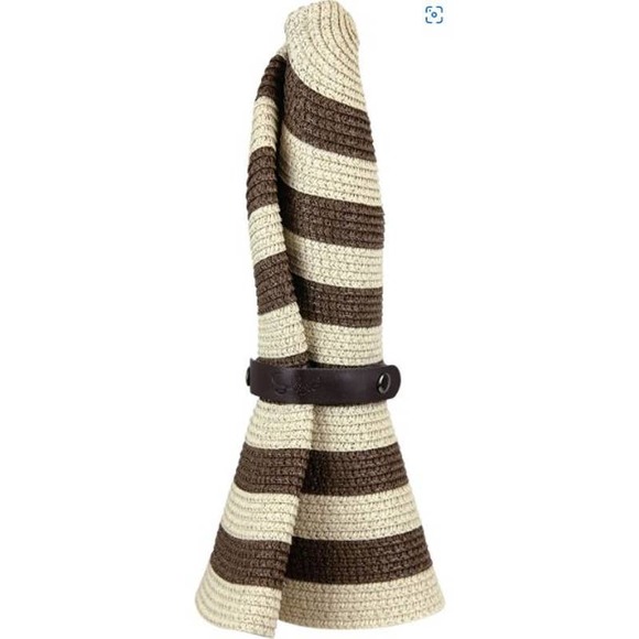 Brown Cream Stripe Foldable Packable Travel Sun Hat - Picture 1 of 5